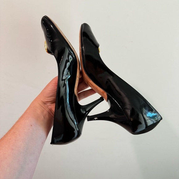Giuseppe Zanotti Black Patent Leather Peep Toe Pumps Size 38.5 - Picture 9 of 15